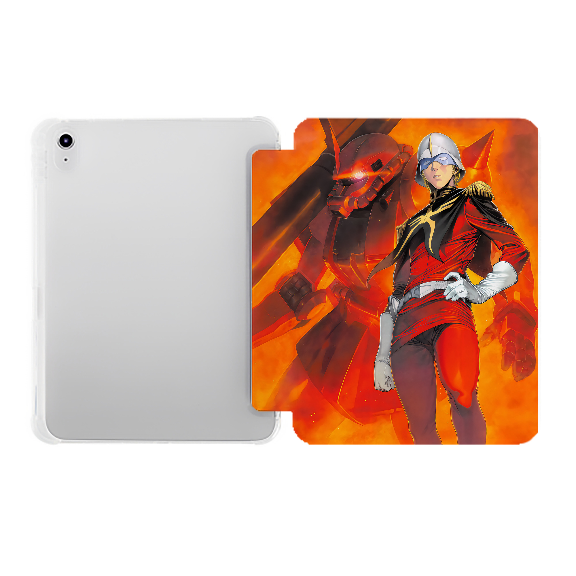 （画像用） 機動戦士ガンダム Mobile Suit Gundam IPad ケース ペン収納付き 三つ折りスタンド PUレザー×シリコン 対応機種9.5/10.5/10.9インチ